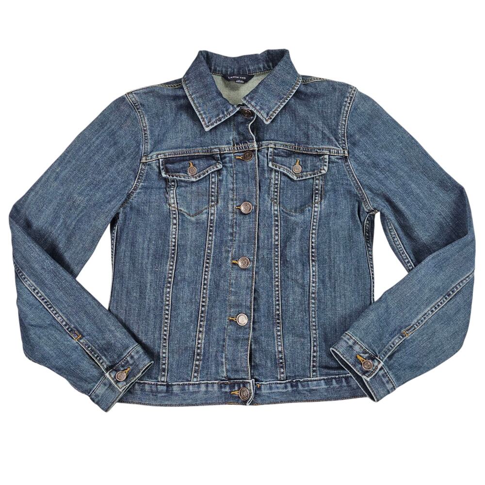 Lands End Jean Jacket Womens Small Denim Trucker Casual Classic Preppy